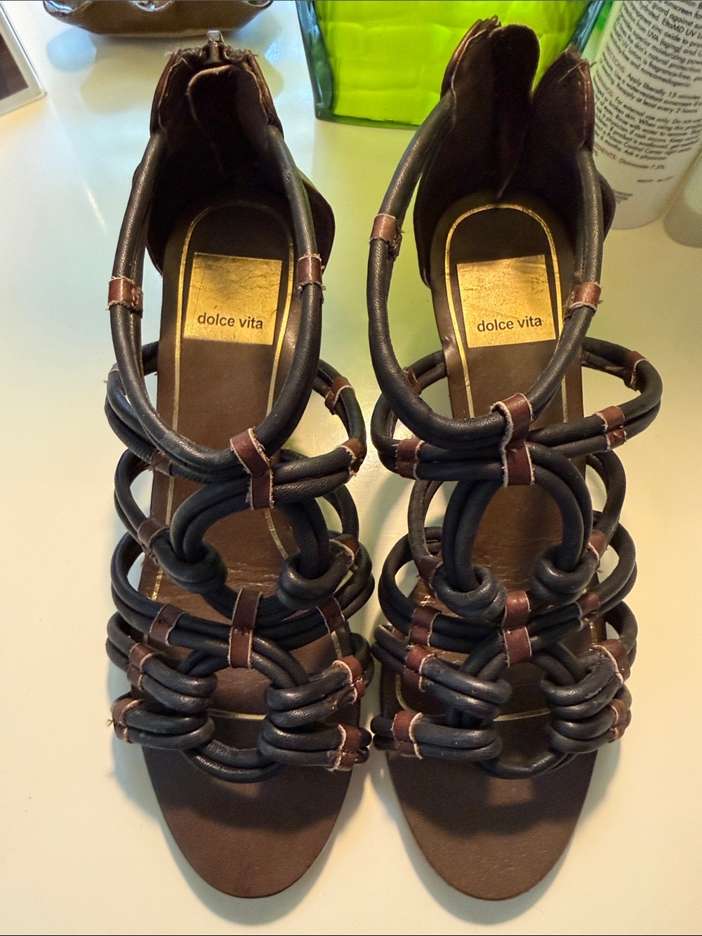 New!! Dolce Vita Dark Brown Knotted Strappy Wedge Sandal